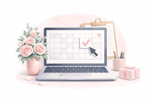 laptop showing florals being chosen